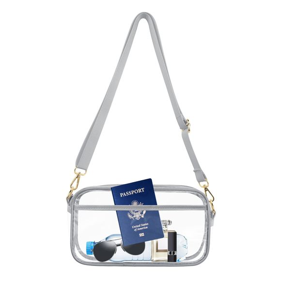 Large Clear Crossbody Bag, Stadium Aroved Small See Through Purse Handbag :o) - Picture 1 of 7